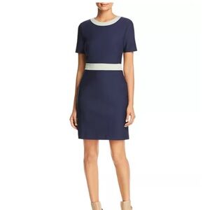 Tory Burch Color-Block Ponte Dress Small P navy light blue